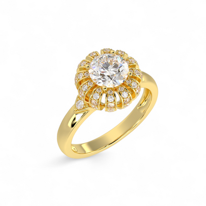 Sunburst Halo Diamond Ring