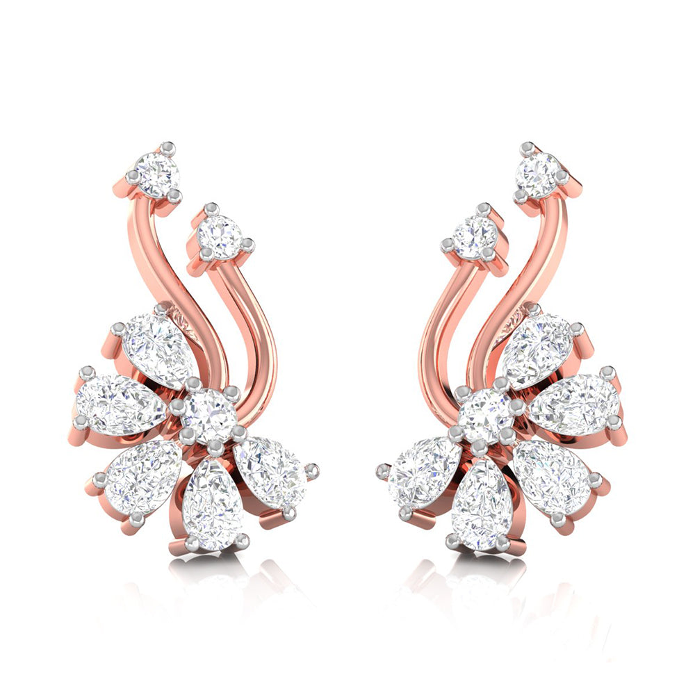 Floral Spray Diamond Earrings