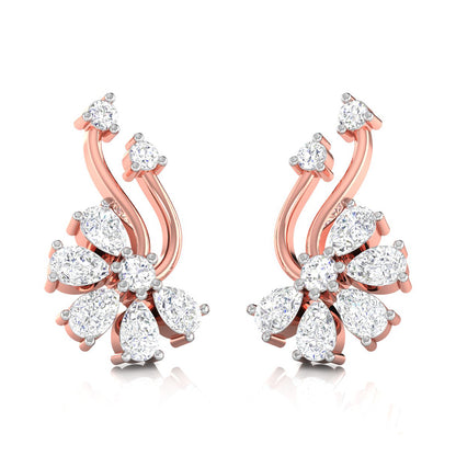 Floral Spray Diamond Earrings