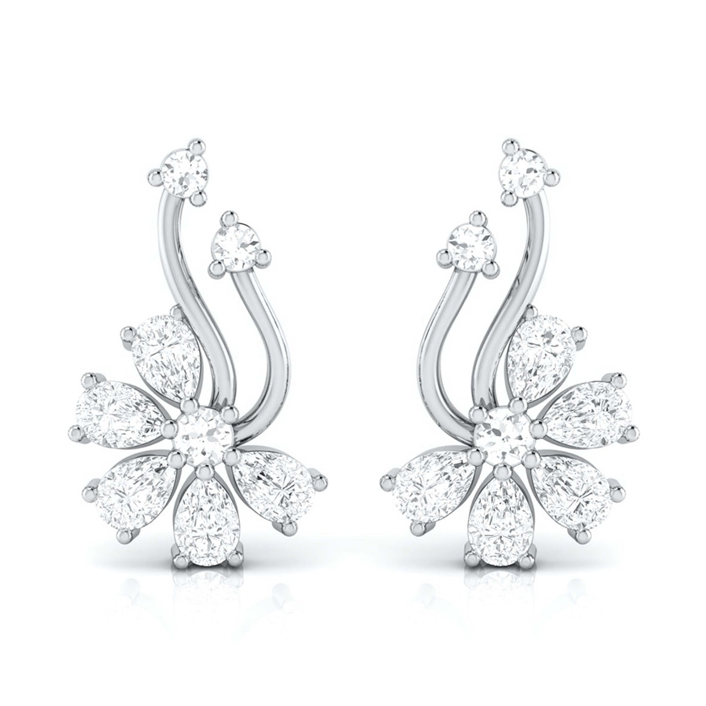 Floral Spray Diamond Earrings
