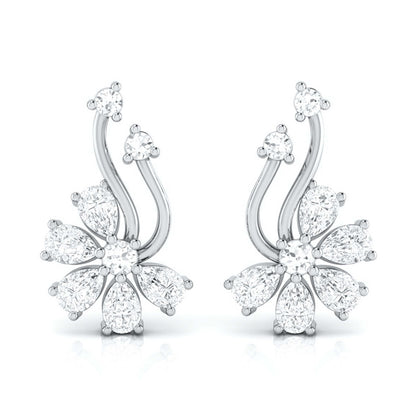 Floral Spray Diamond Earrings