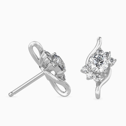 Floral Swirl Solitaire Earrings