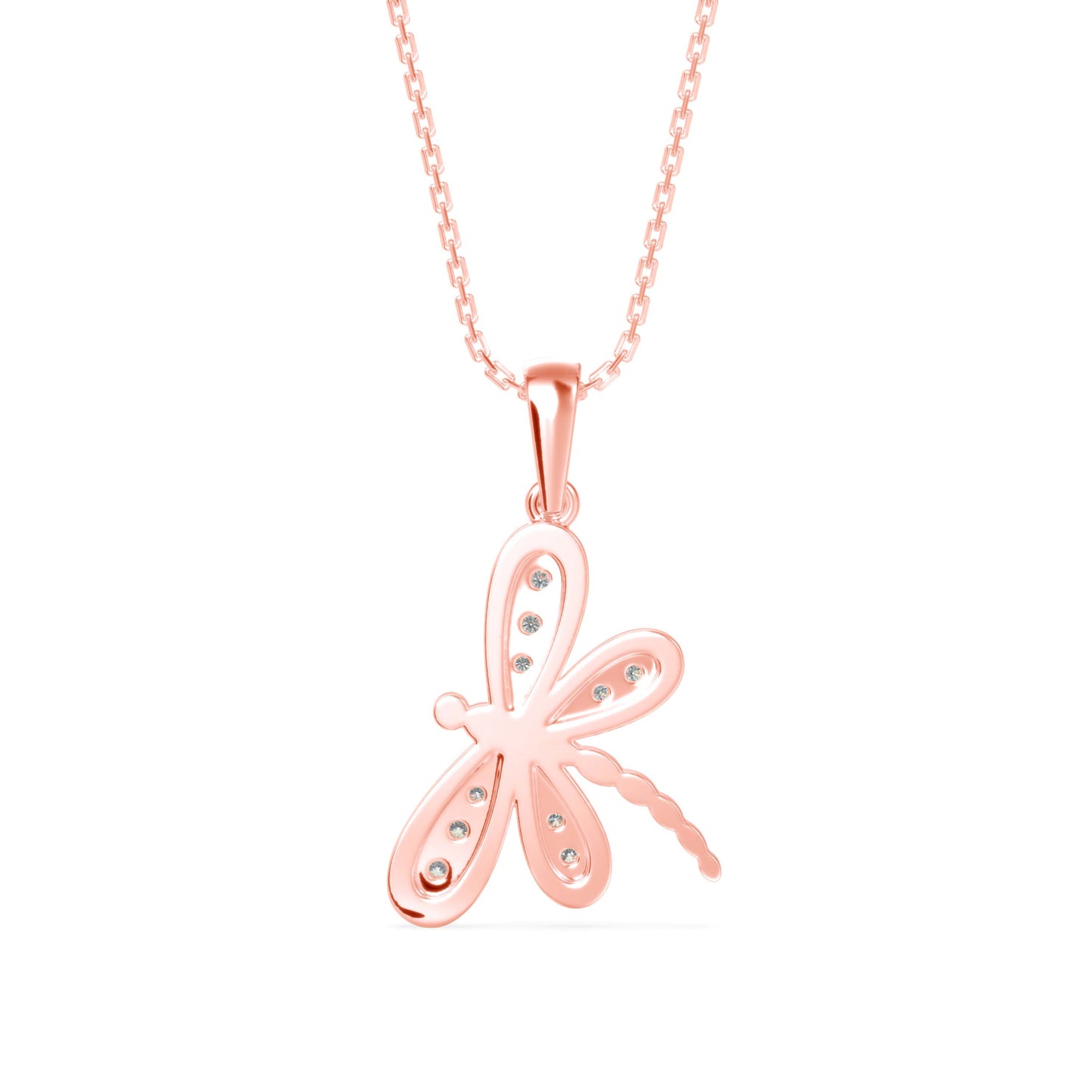 Rose Dragonfly Diamond Pendant