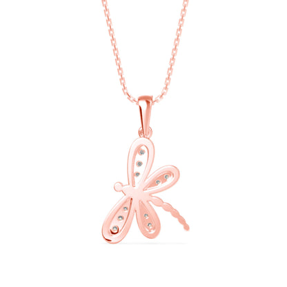 Rose Dragonfly Diamond Pendant