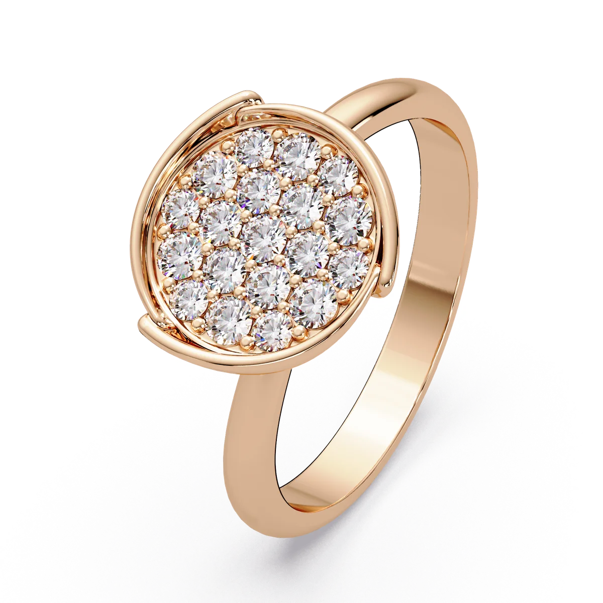 Round Pave Disc Ring - Origine Diamonds lab-grown diamond jewellery