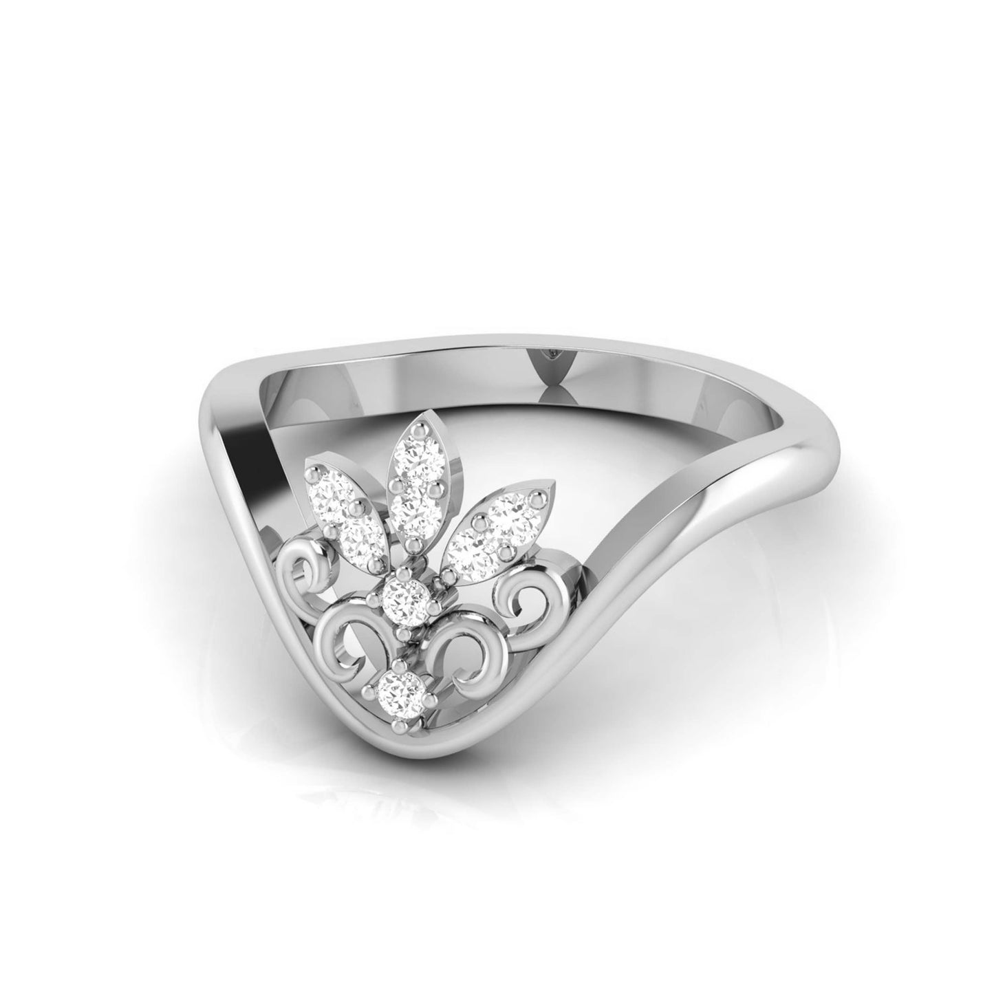 Chevron Leaf Cluster Ring