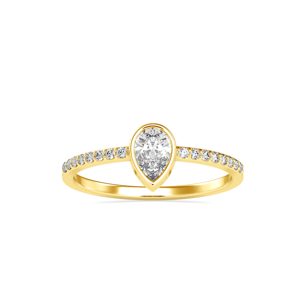 Pear Solitaire Pavé Ring