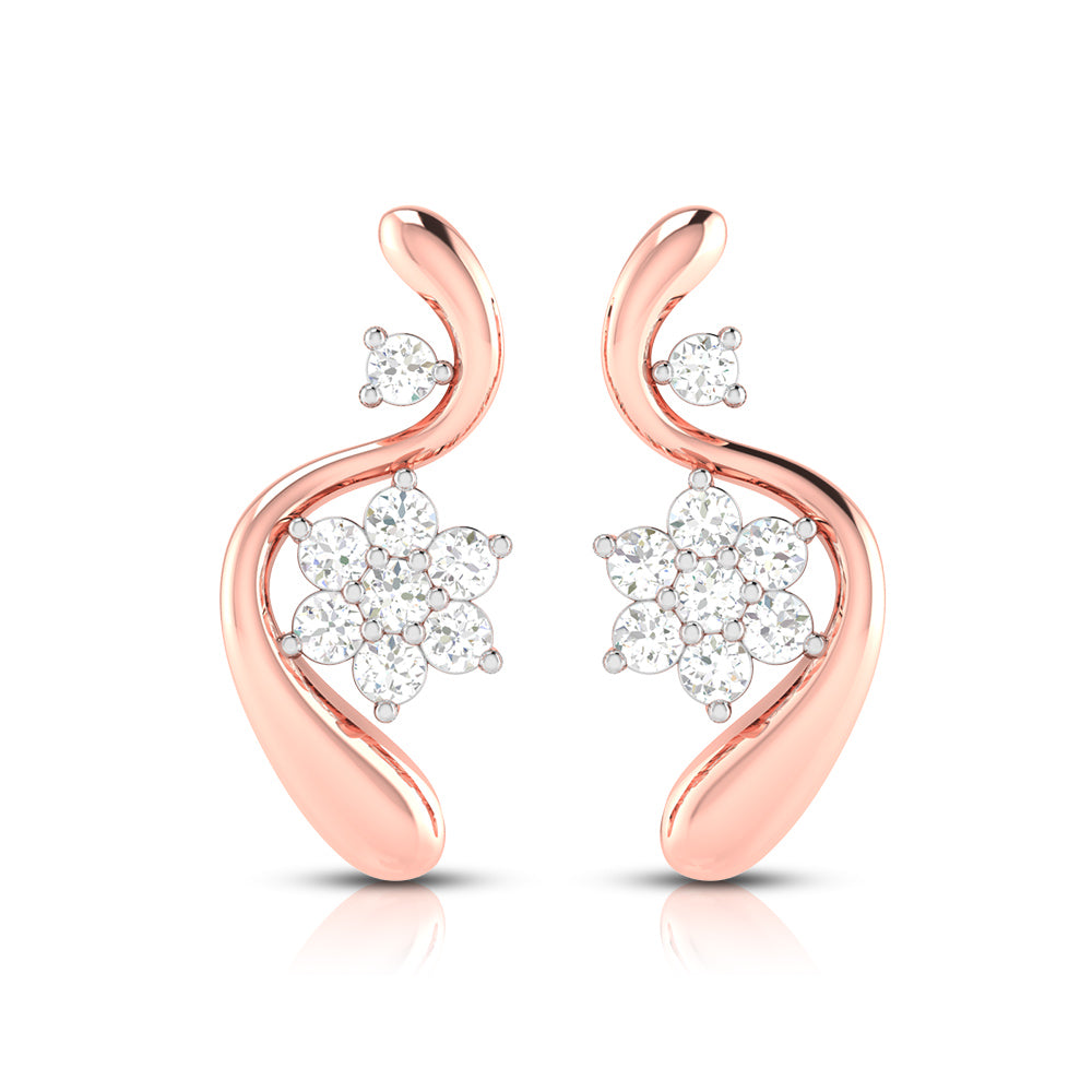 Swirl Floral Cluster Earrings - Origine Diamonds lab-grown diamond jewellery