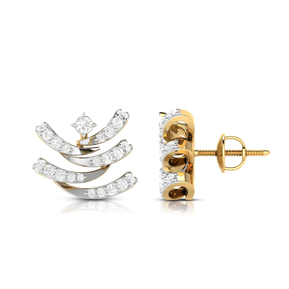 Layered Chevron Diamond Earrings