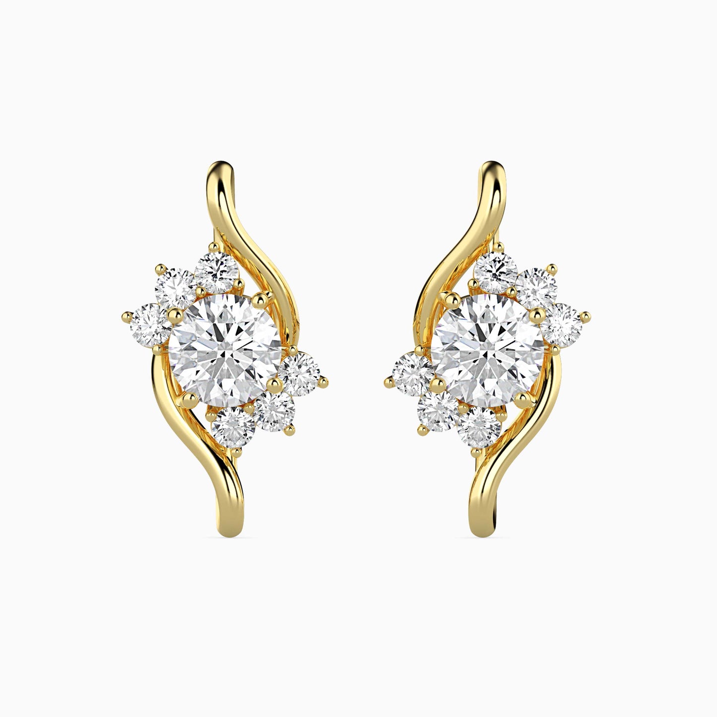 Floral Swirl Solitaire Earrings