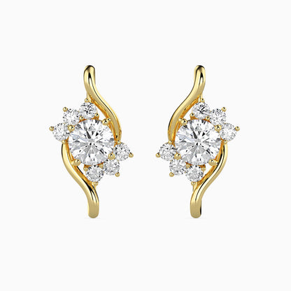 Floral Swirl Solitaire Earrings