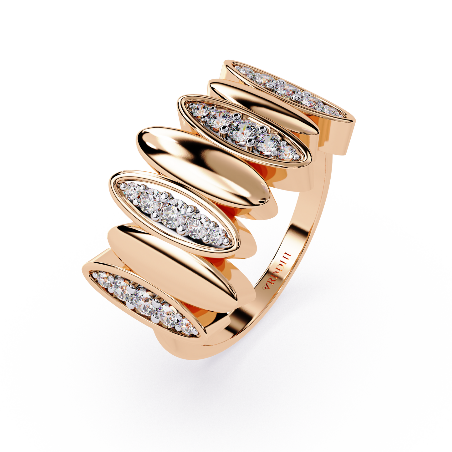 Fanned Bar Diamond Ring