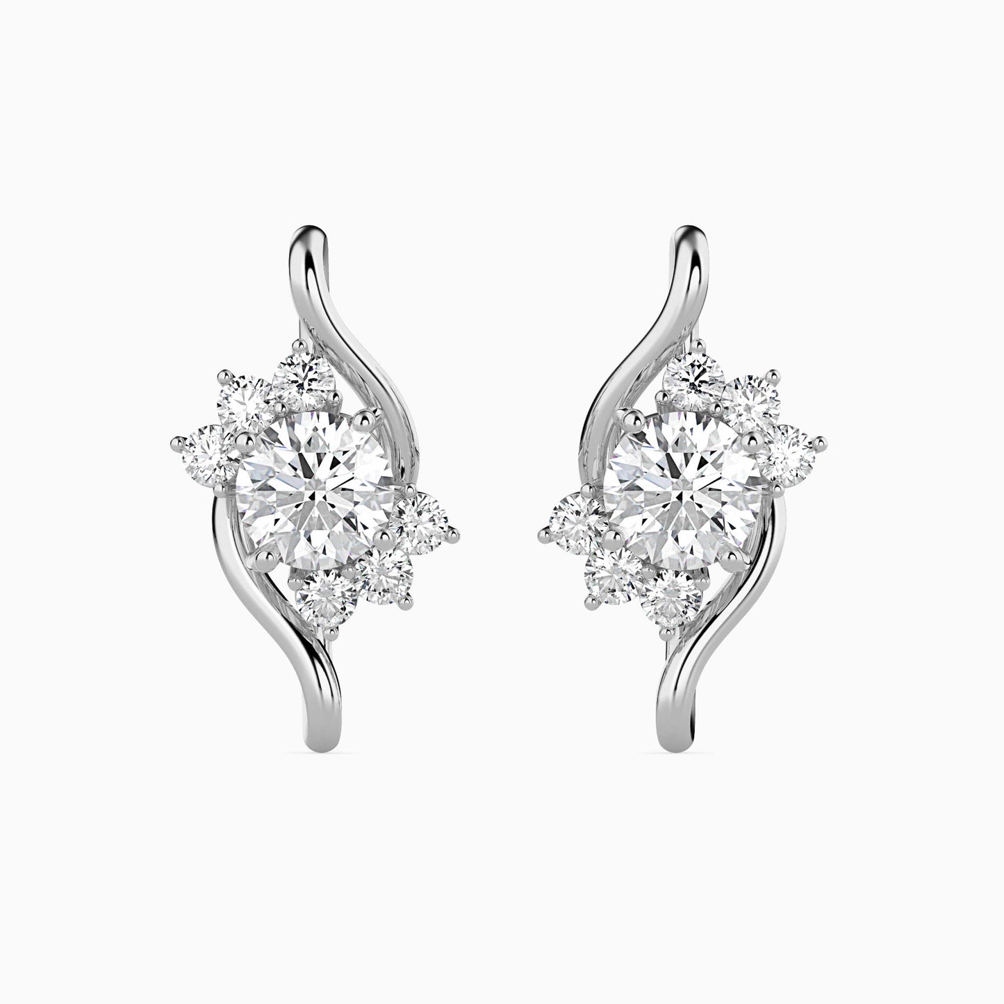 Floral Swirl Solitaire Earrings