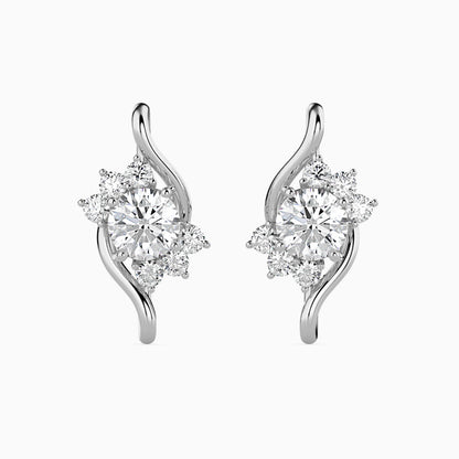 Floral Swirl Solitaire Earrings