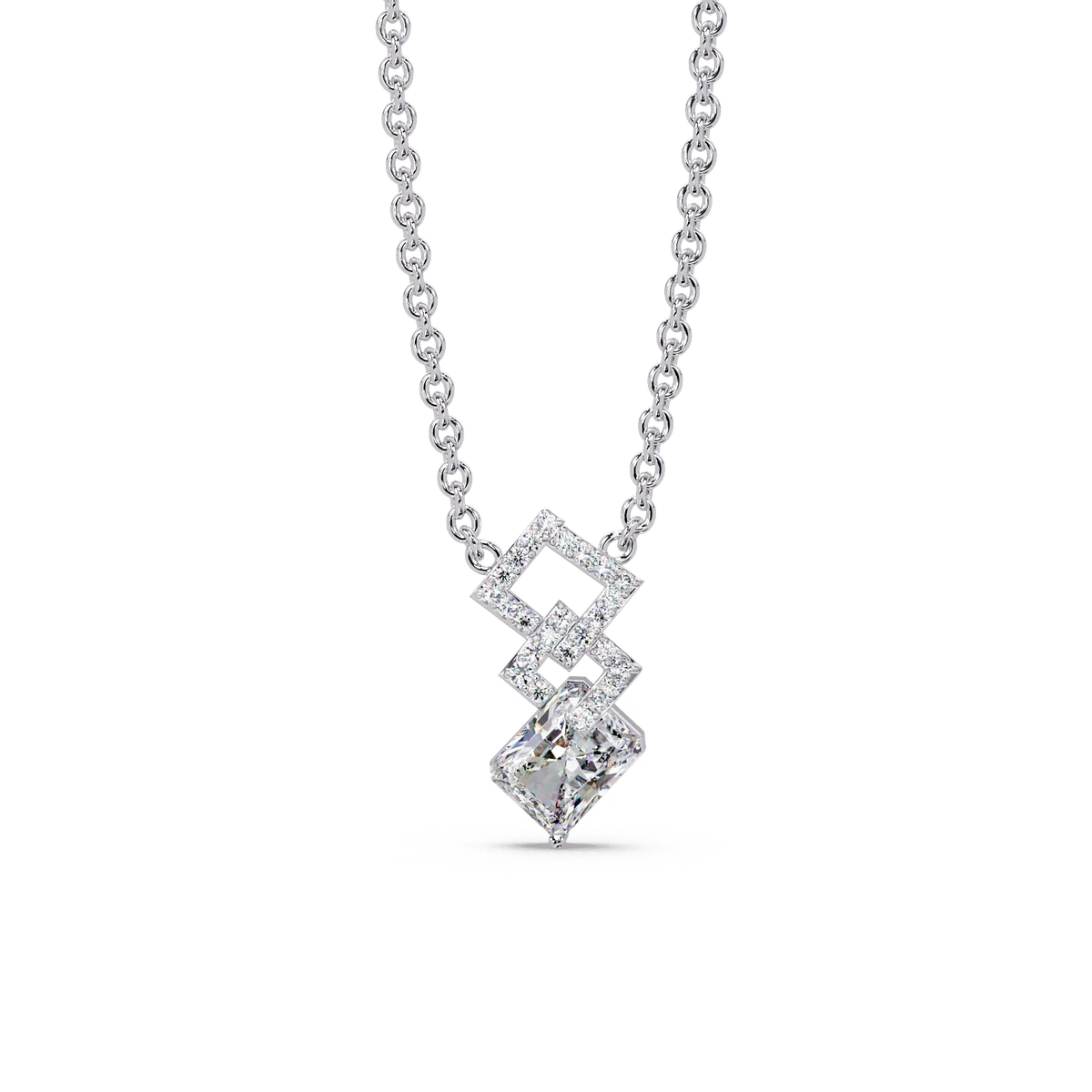 Interlaced Deco Geometry Chain Pendant - Origine Diamonds lab-grown diamond jewellery