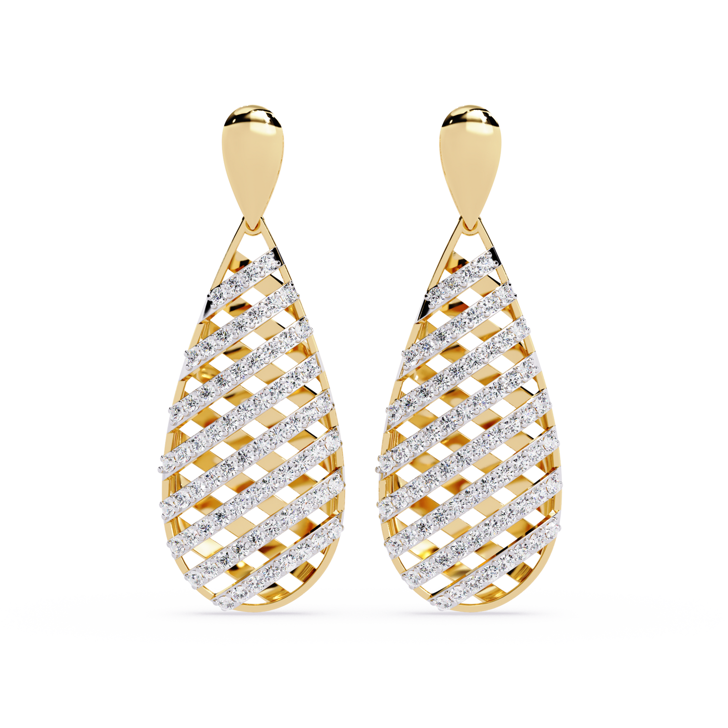 Lattice Teardrop Drop Earrings - Origine Diamonds lab-grown diamond jewellery