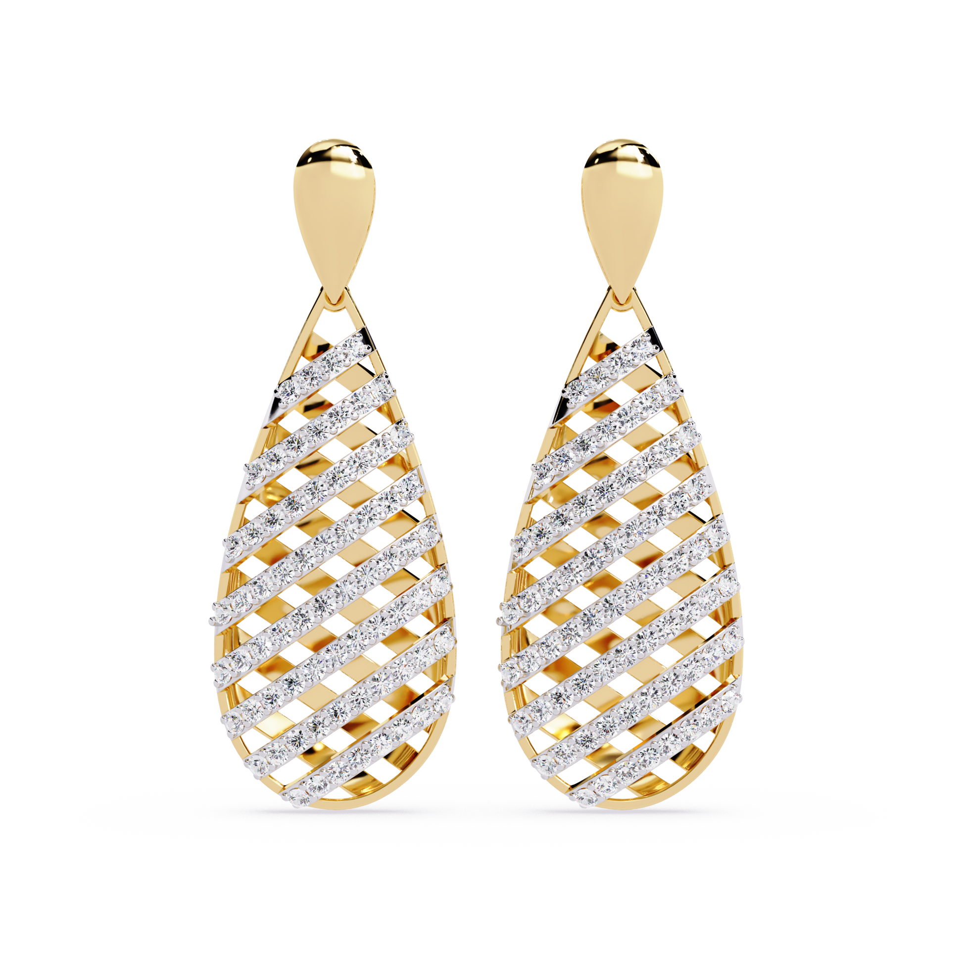 Lattice Teardrop Drop Earrings - Origine Diamonds lab-grown diamond jewellery