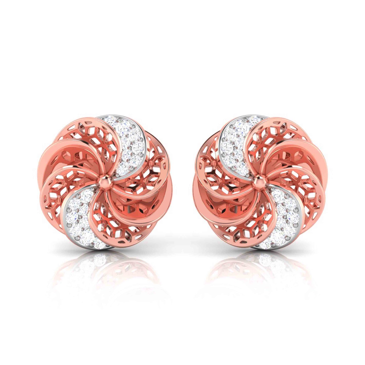 Rose Pinwheel Diamond Studs