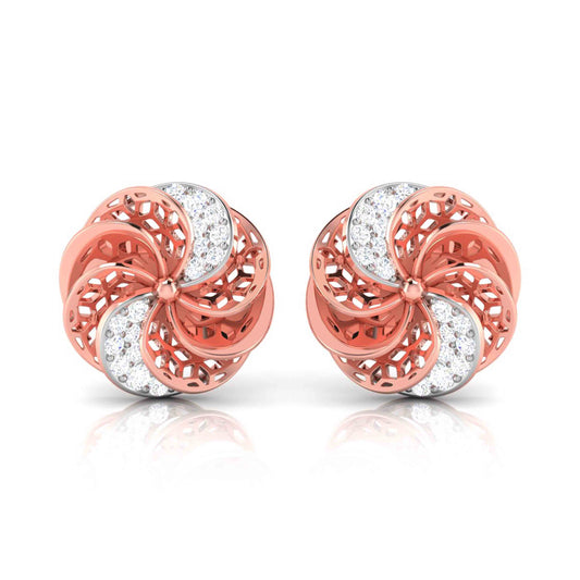 Rose Pinwheel Diamond Studs