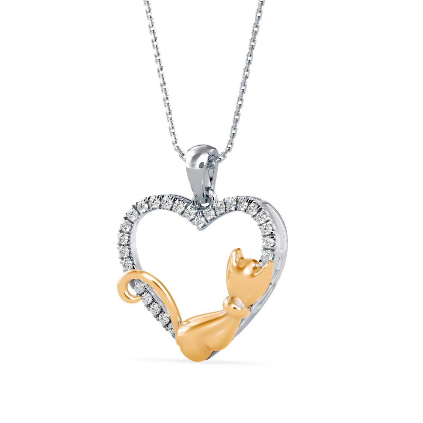 Kitten Heart Diamond Pendant