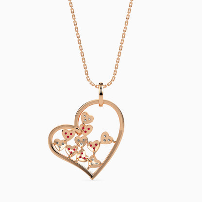 Floral Heart Ruby Pendant