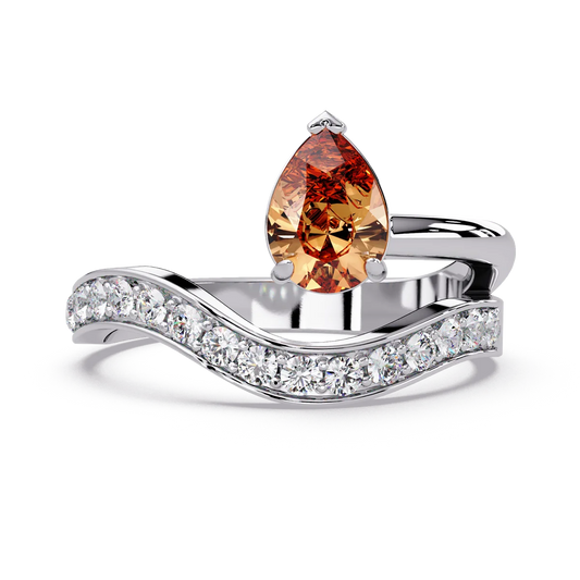 Champagne Pear Crescent Band - Origine Diamonds lab-grown diamond jewellery