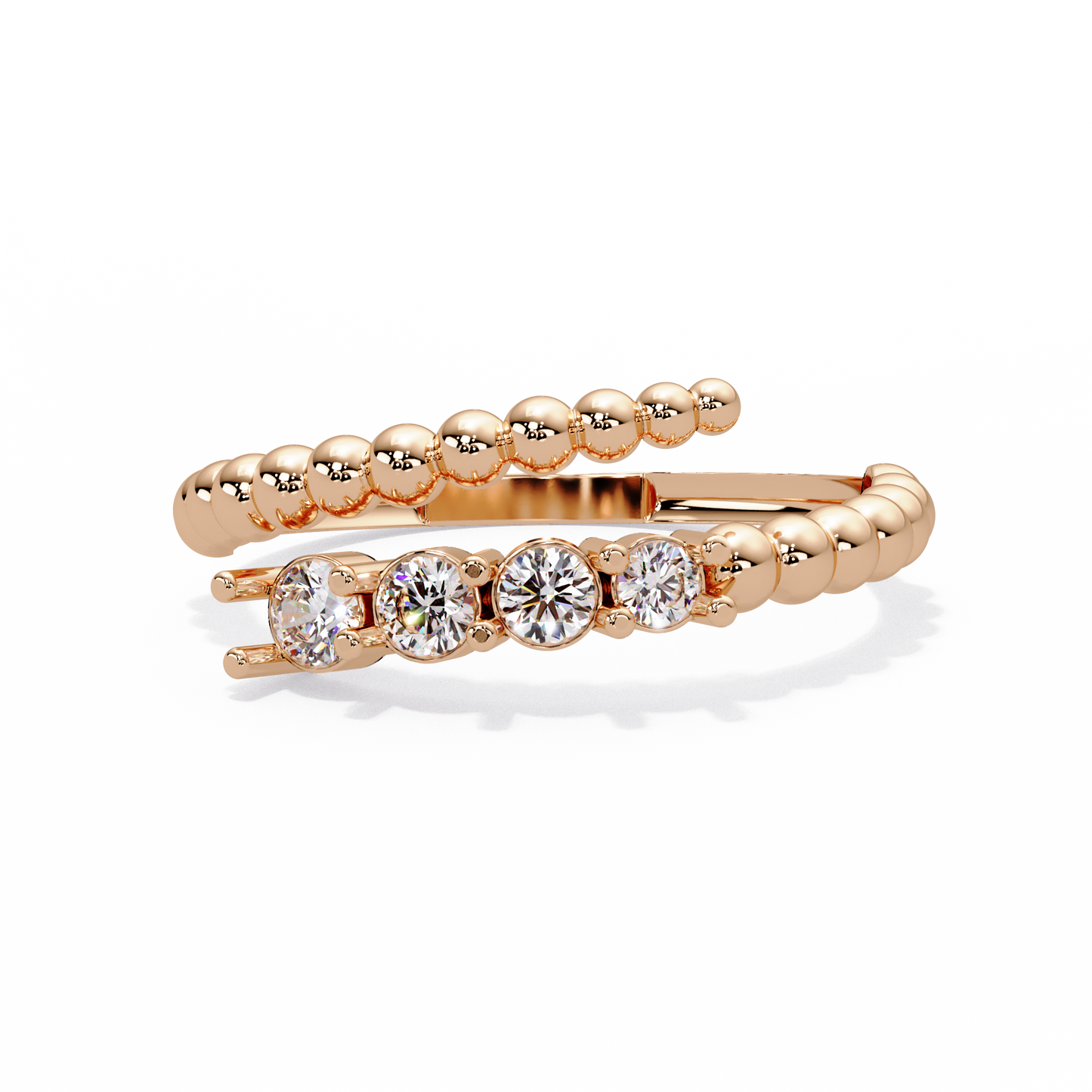 Beaded Coil Three-Stone Ring - Origine Diamonds lab-grown diamond jewellery