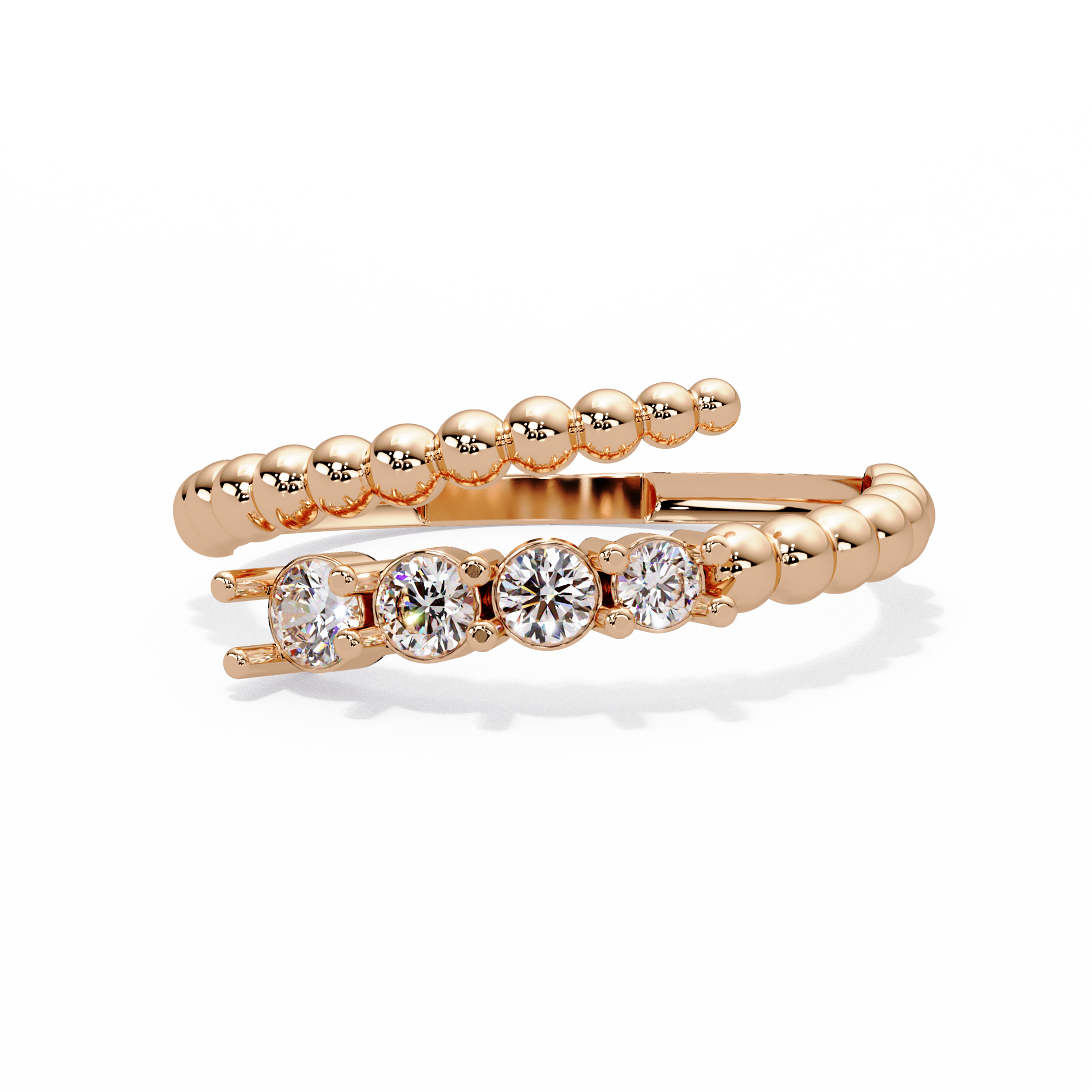Beaded Coil Three-Stone Ring - Origine Diamonds lab-grown diamond jewellery