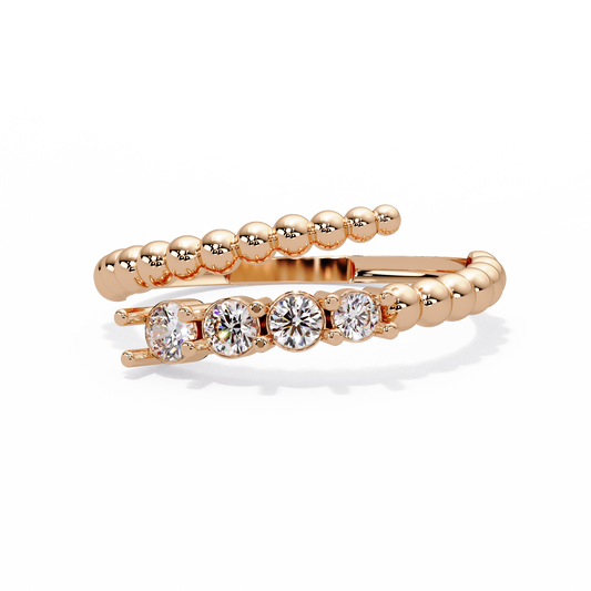 Beaded Coil Three-Stone Ring - Origine Diamonds lab-grown diamond jewellery