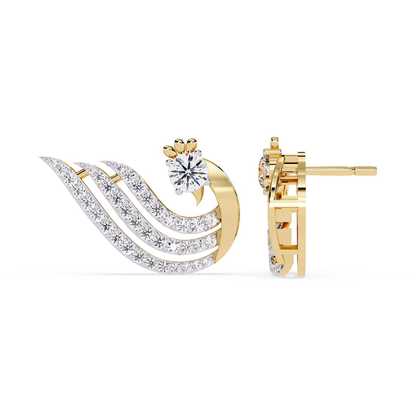 Peacock Feather Diamond Earrings