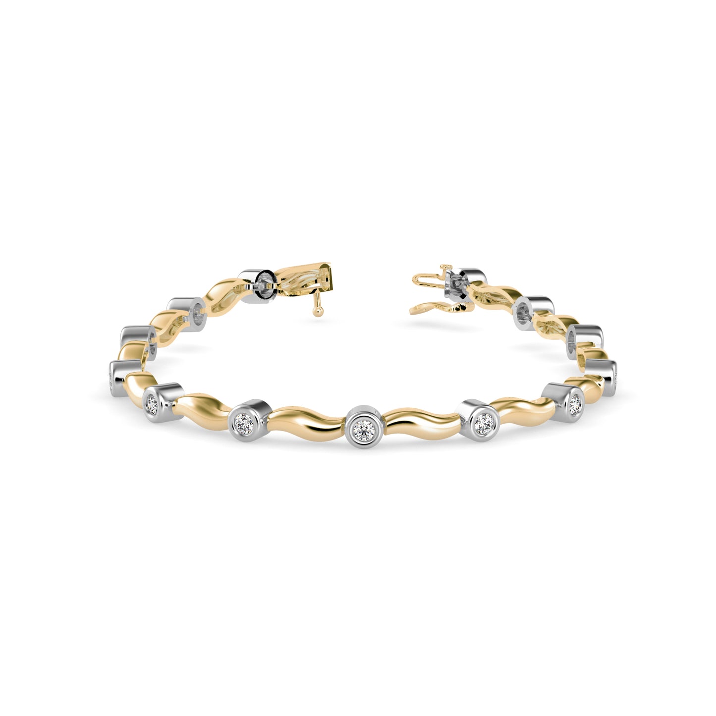 Wave Bezel Diamond Bracelet