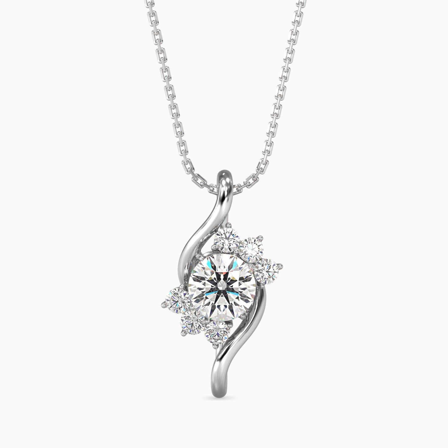 Swirl Accent Solitaire Pendant