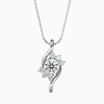 Swirl Accent Solitaire Pendant