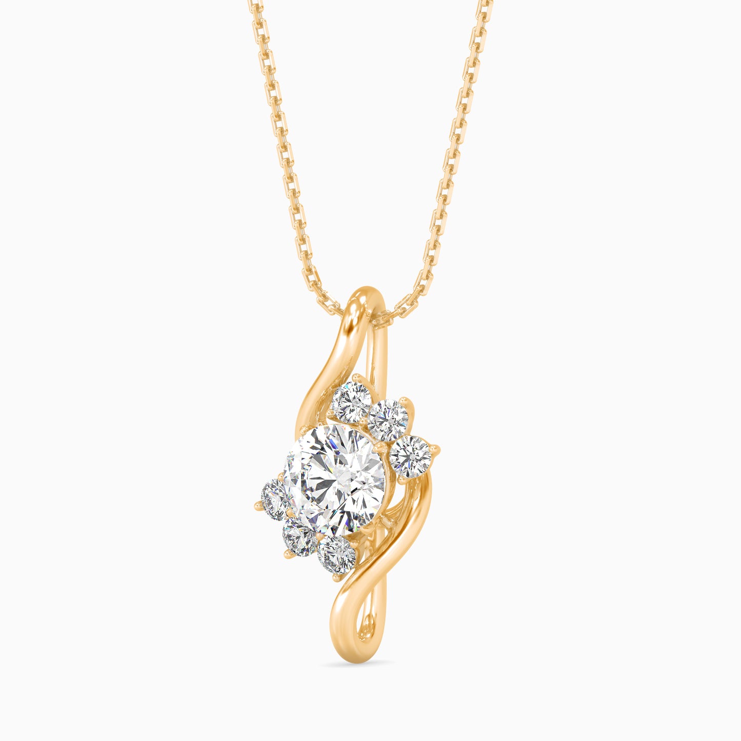 Swirl Accent Solitaire Pendant