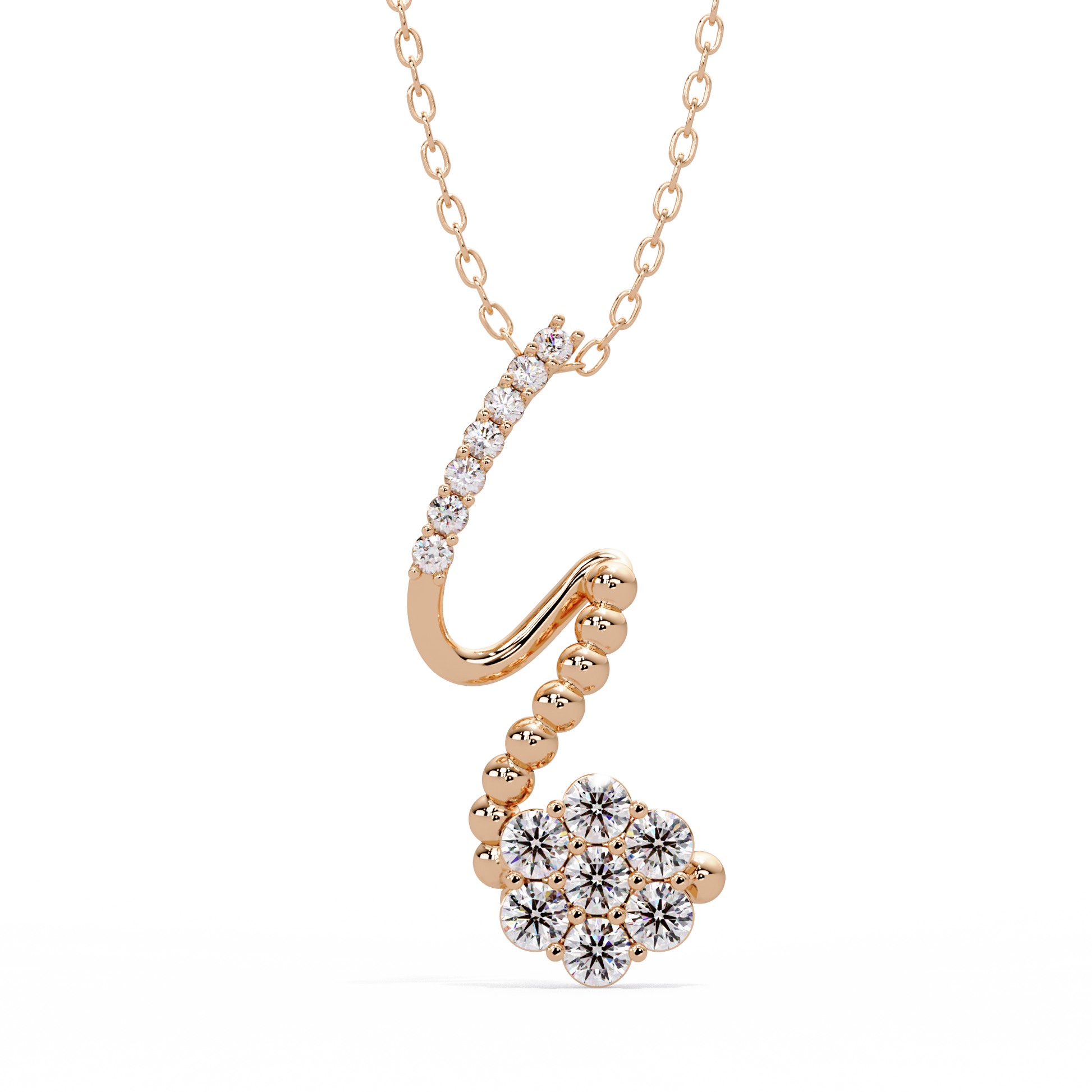 Swirl Blossom Drop Pendant - Origine Diamonds lab-grown diamond jewellery