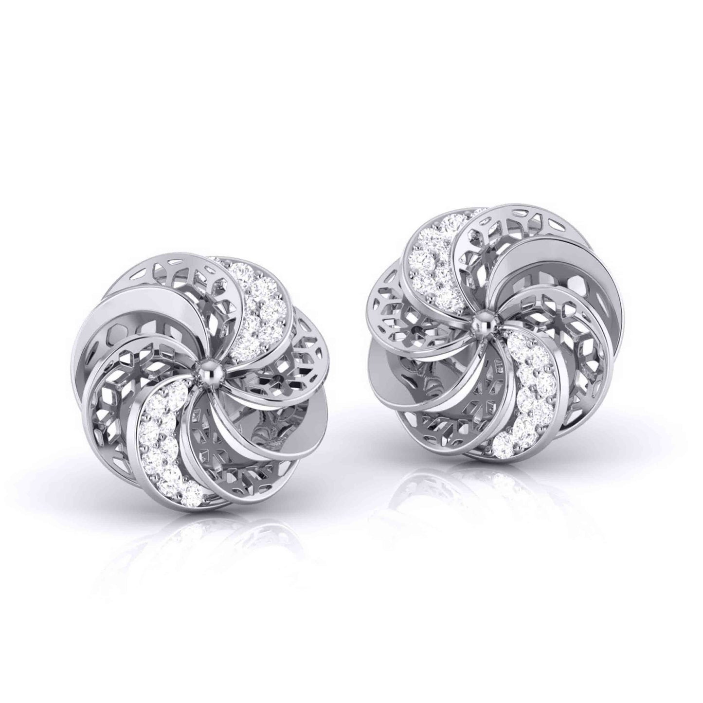 Rose Pinwheel Diamond Studs