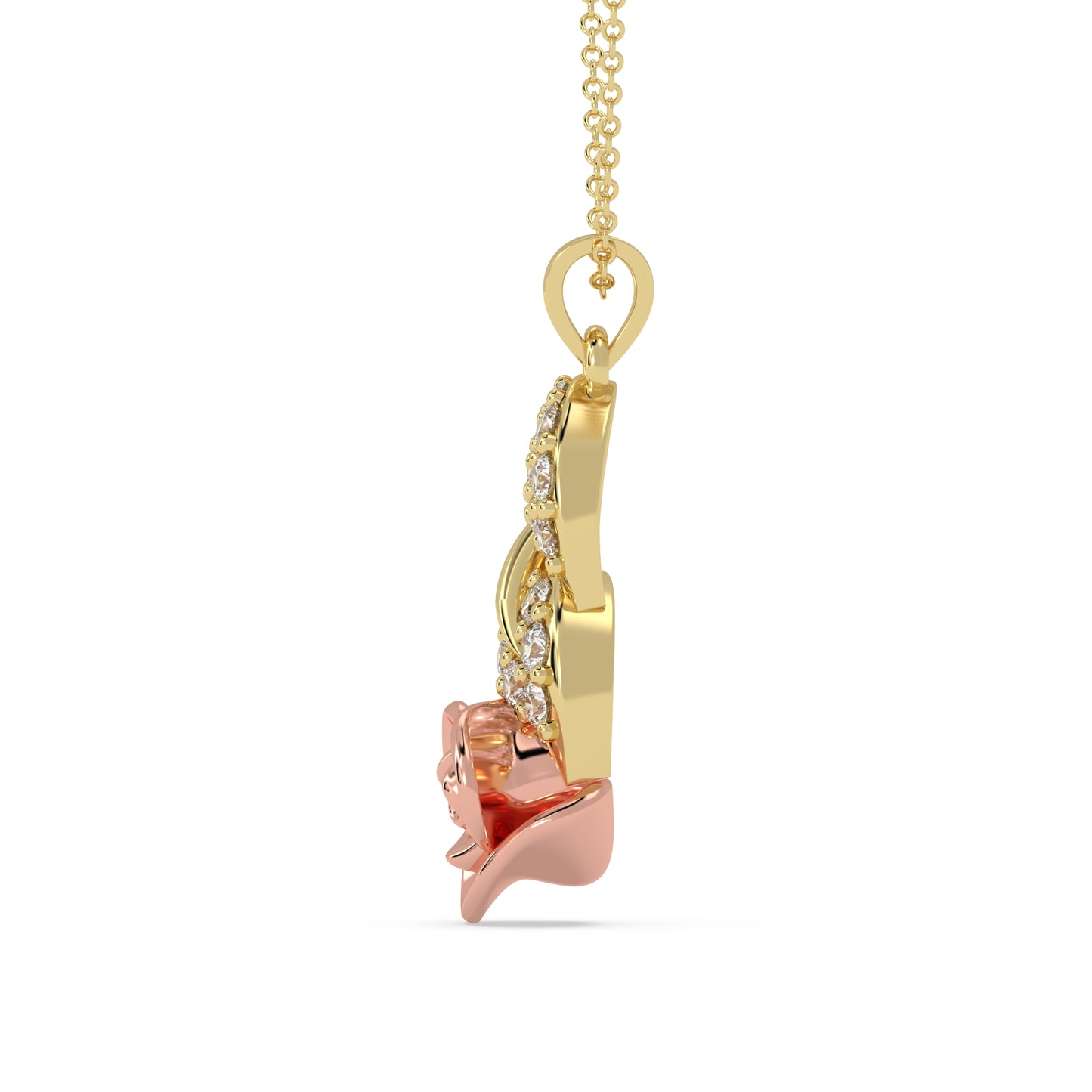 Rose & Leaf Diamond Pendant