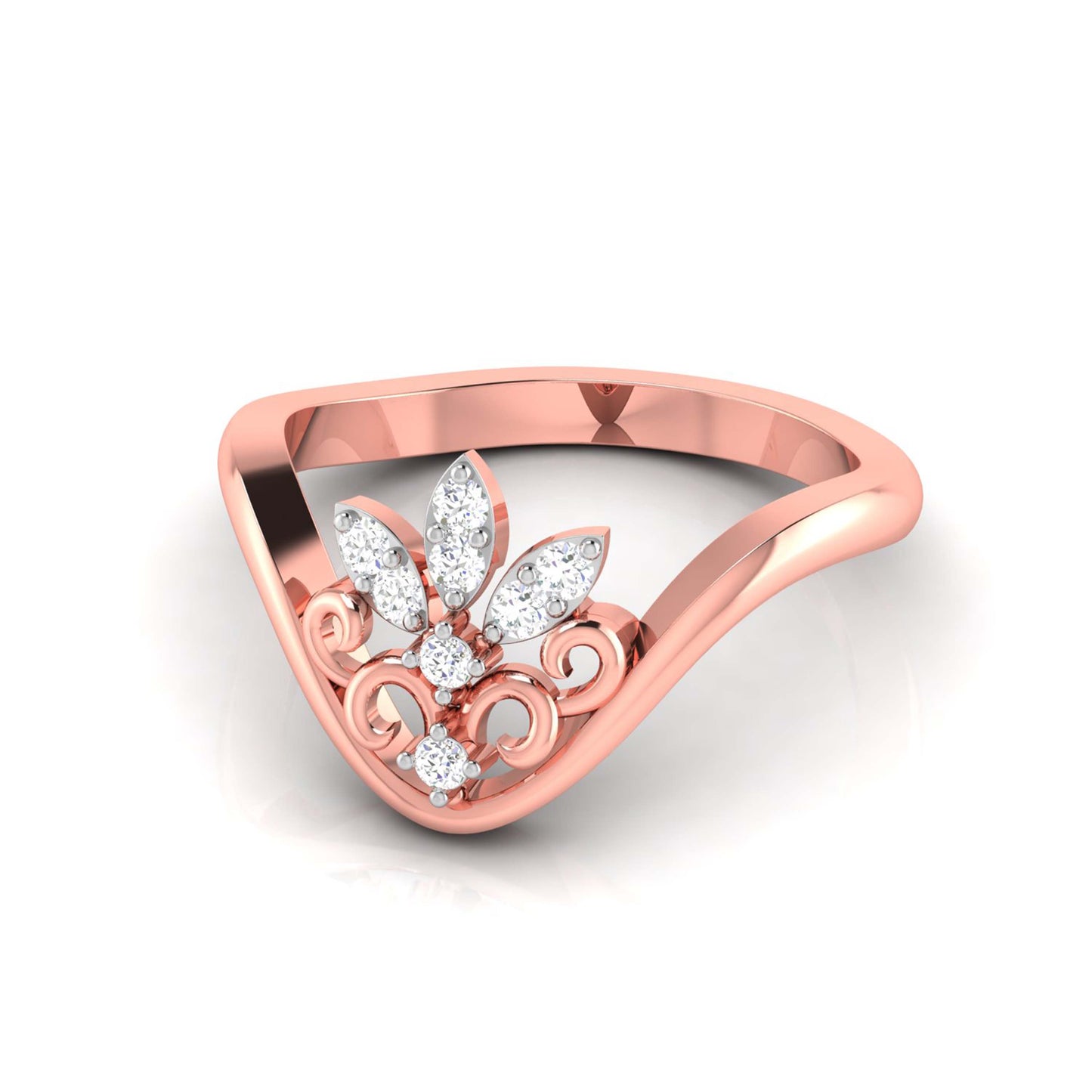 Chevron Leaf Cluster Ring