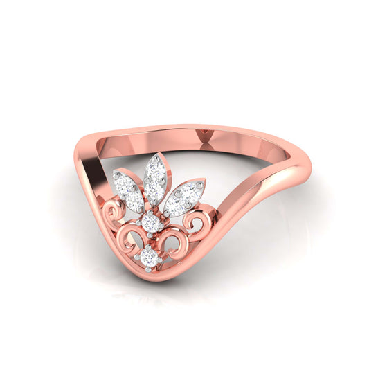 Chevron Leaf Cluster Ring