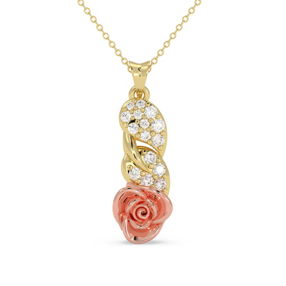 Rose & Leaf Diamond Pendant - Origine Diamonds lab-grown diamond jewellery