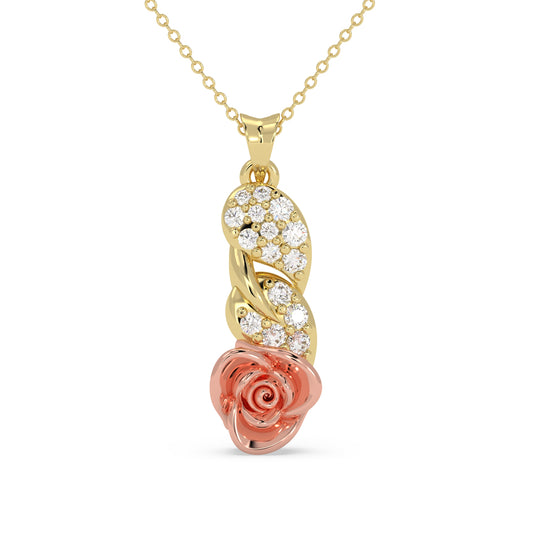 Rose & Leaf Diamond Pendant - Origine Diamonds lab-grown diamond jewellery