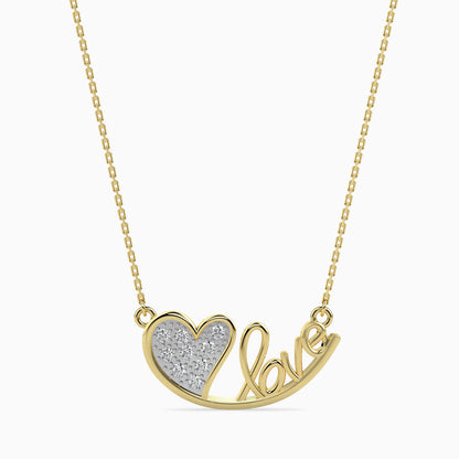 Heart & Love Script Necklace