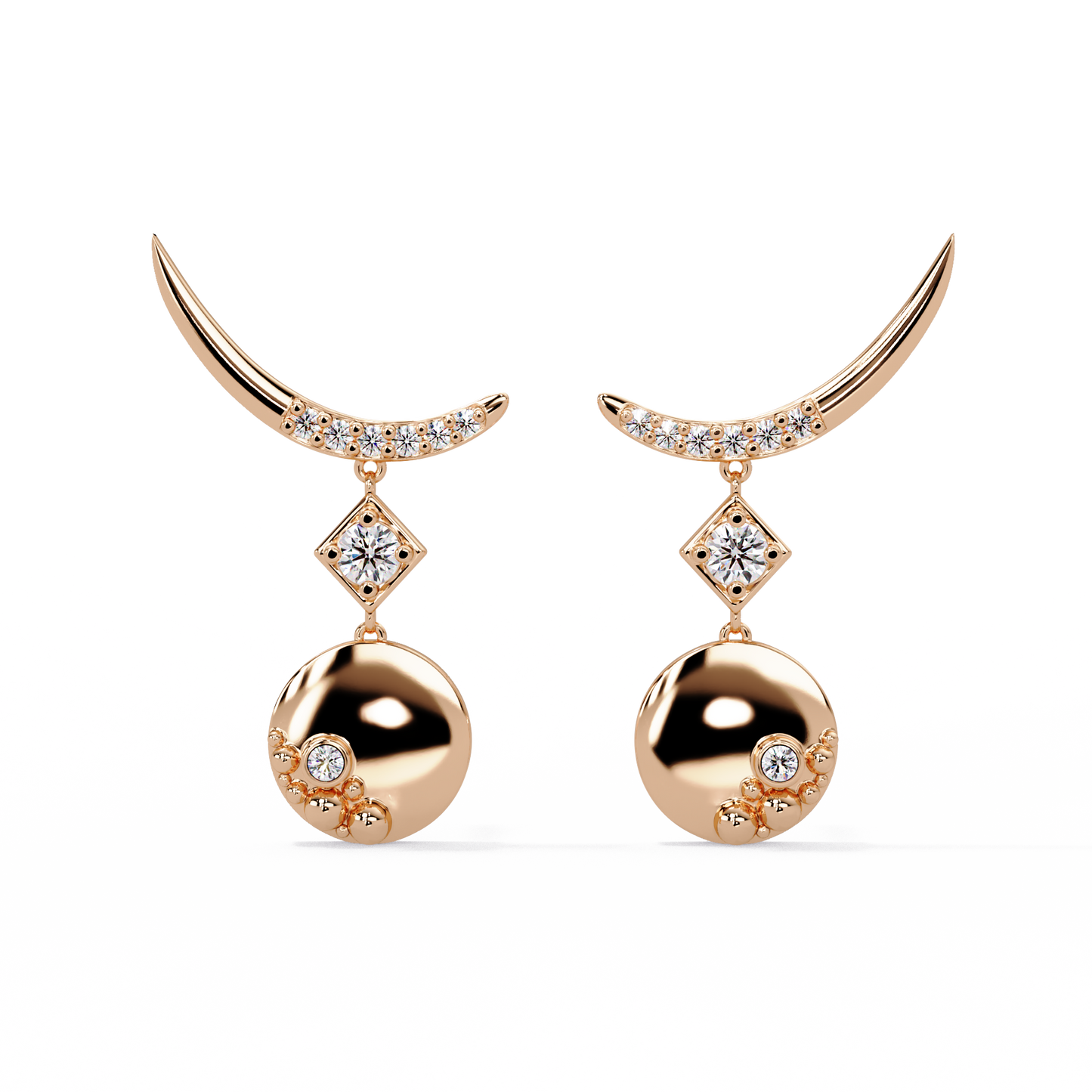 Crescent Moon Sphere Earrings - Origine Diamonds lab-grown diamond jewellery