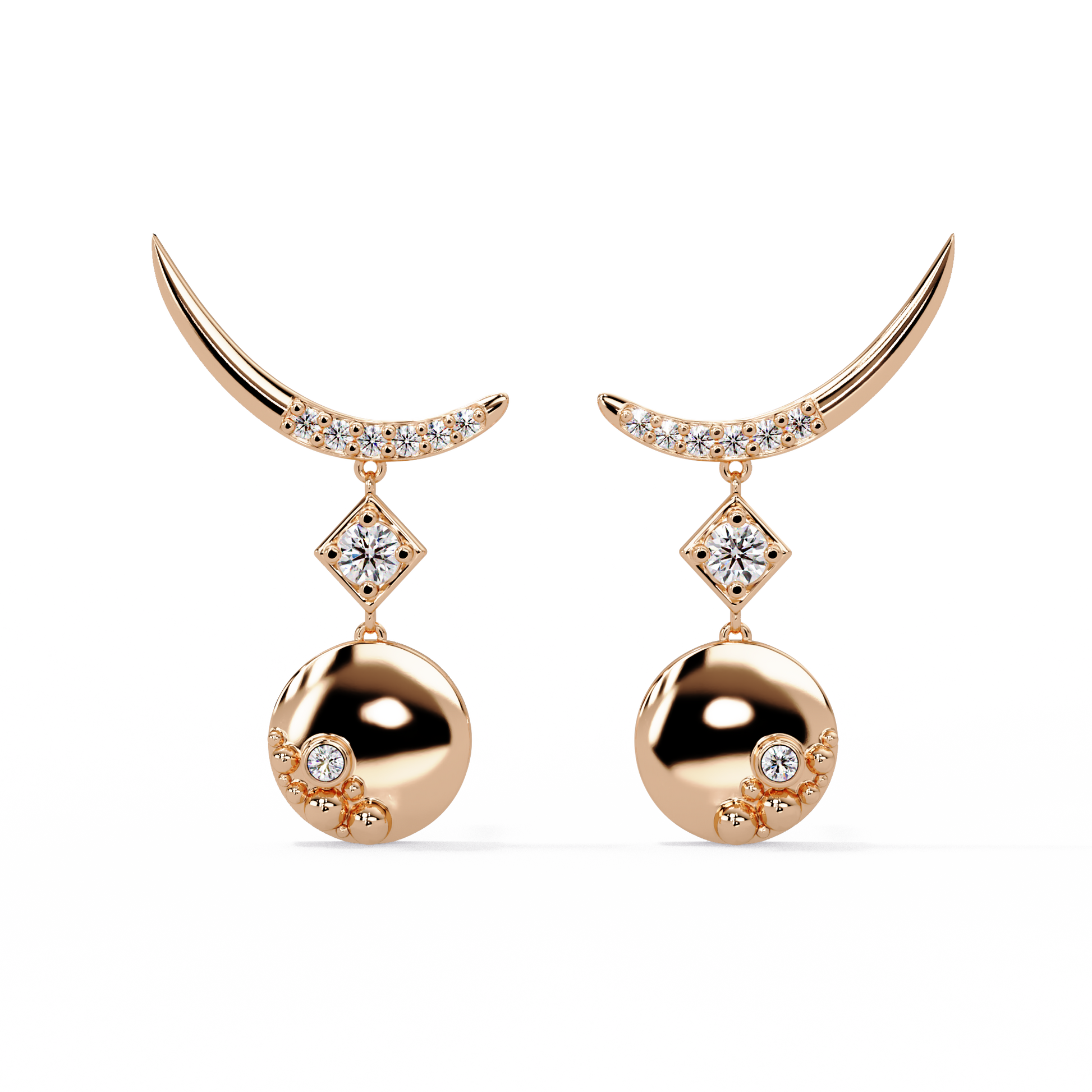 Crescent Moon Sphere Earrings - Origine Diamonds lab-grown diamond jewellery