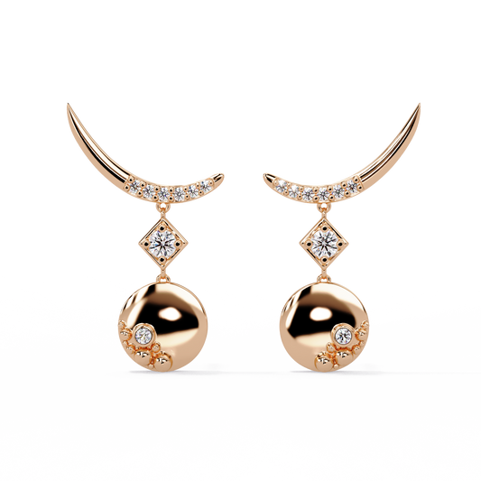 Crescent Moon Sphere Earrings - Origine Diamonds lab-grown diamond jewellery