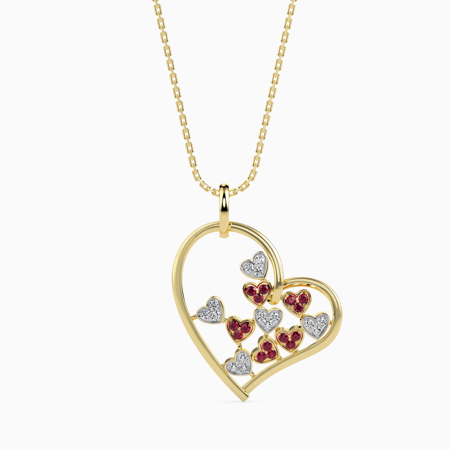 Floral Heart Ruby Pendant