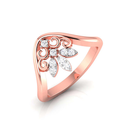 Chevron Leaf Cluster Ring