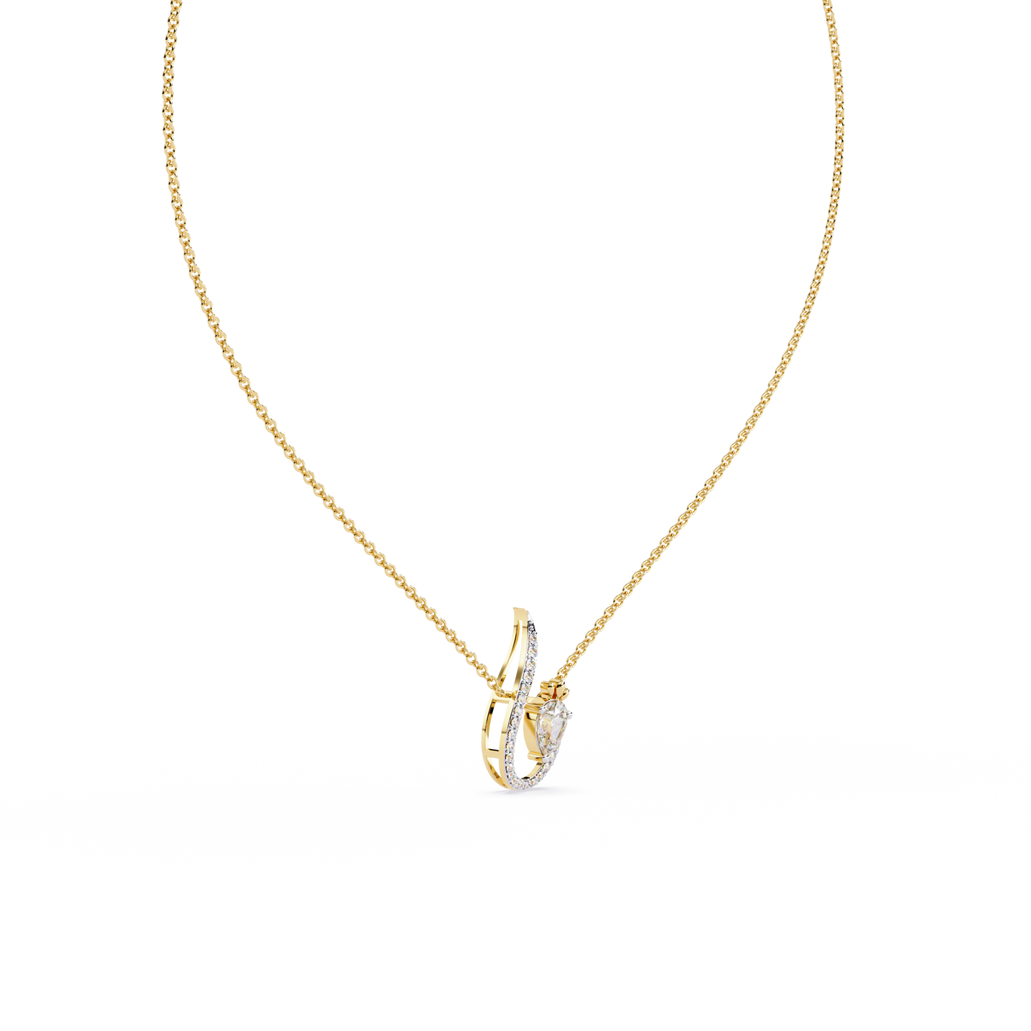 Swirl Charm Diamond Necklace