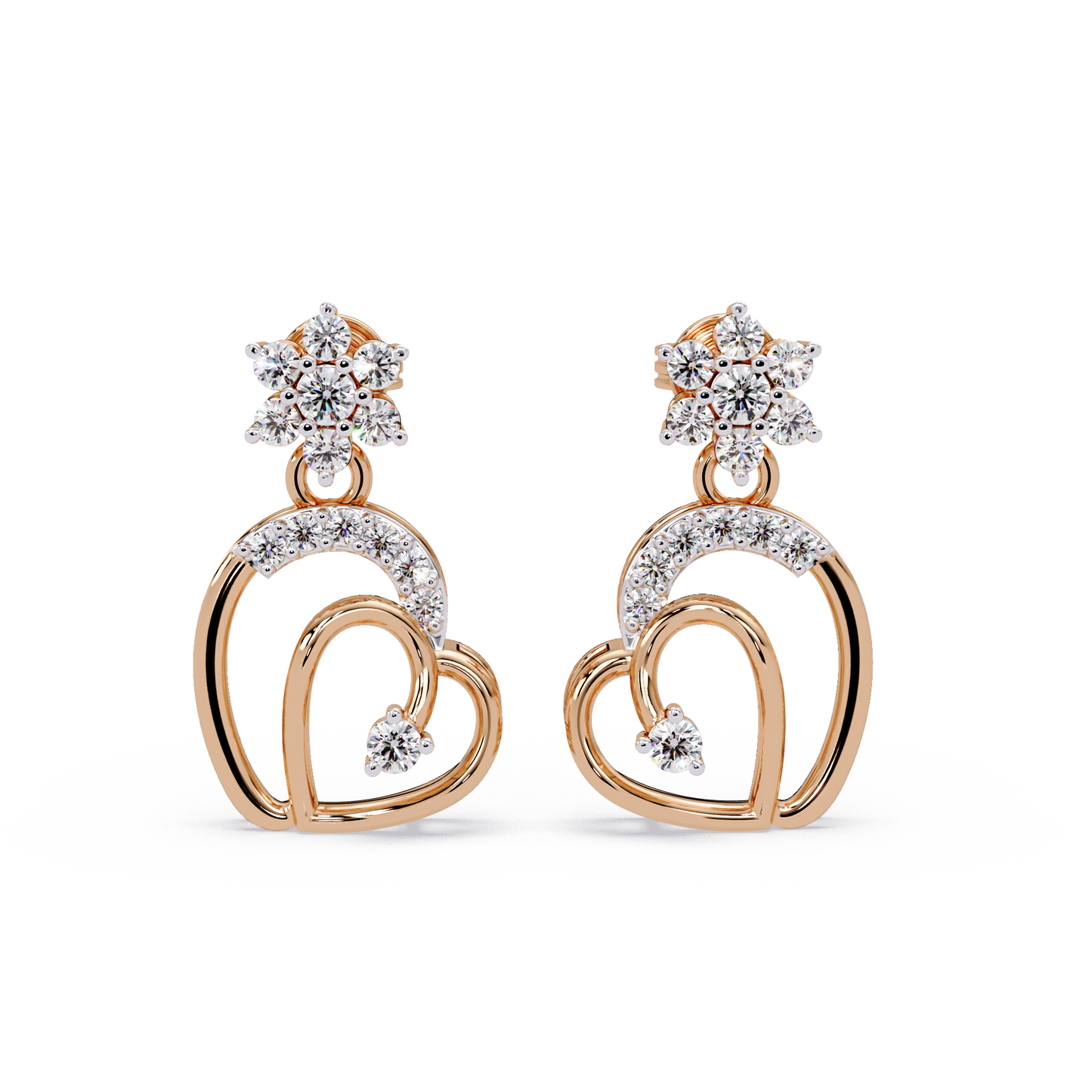 Star Heart Drop Earrings