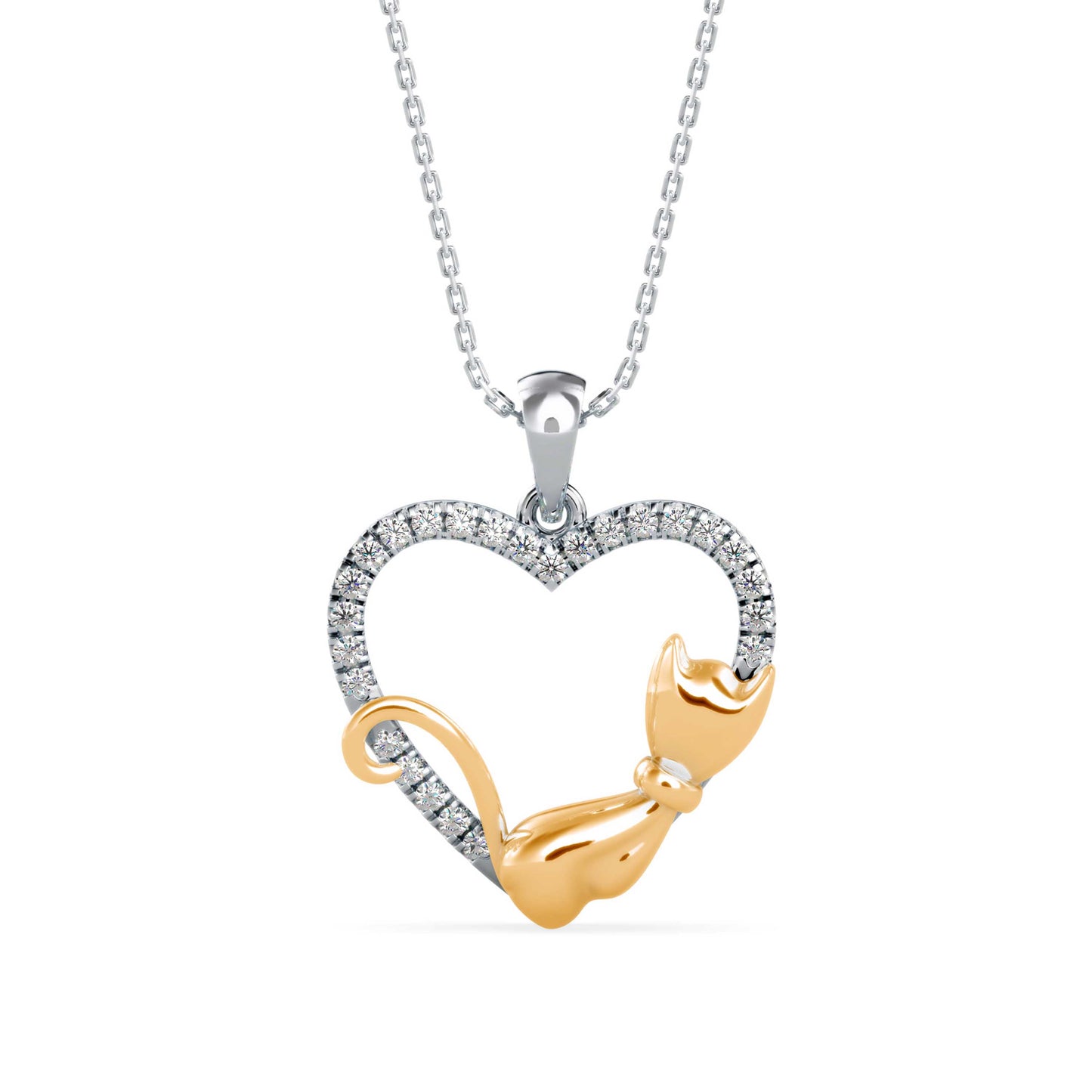Kitten Heart Diamond Pendant